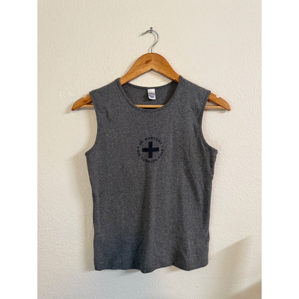 Dr Martens Graphic Tank Top Gray Cotton Sleeveless Shirt M Punk Streetwear